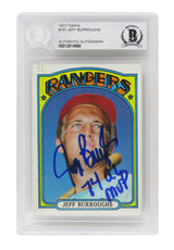 Jeff Burroughs Signed Texas Rangers 1972 Topps Baseball Rookie Card #191 w/74 AL MVP - (Beckett Encapsulated)