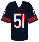 Dick Butkus Signed Navy Embroidered Stat Custom Football Jersey - (Beckett)