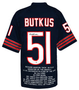 Dick Butkus Signed Navy Embroidered Stat Custom Football Jersey - (Beckett)