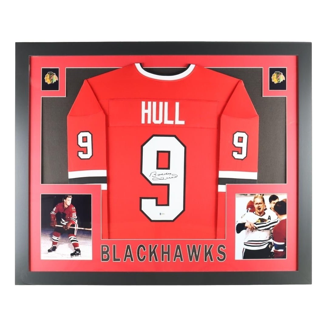 Bobby Hull Chicago Signed Framed Red Hockey Jersey BAS - Sports Integrity