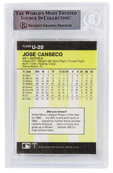 Jose Canseco Signed Oakland A's (Athletics) 1986 Fleer Baseball Rookie Card #U-20 - (Beckett Encapsulated)