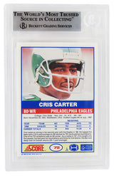 Cris Carter Signed Philadelphia Eagles 1989 Score Football Rookie Card #72 (Beckett Encapsulated)