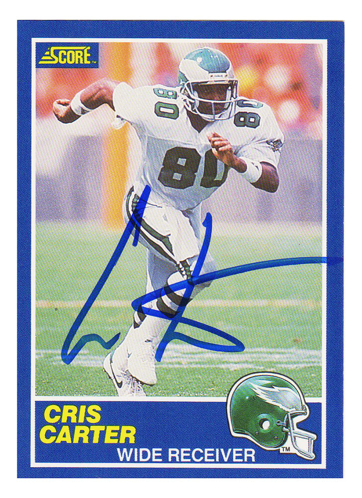 Cris Carter Signed Philadelphia Eagles 1989 Score Football Rookie Card #72