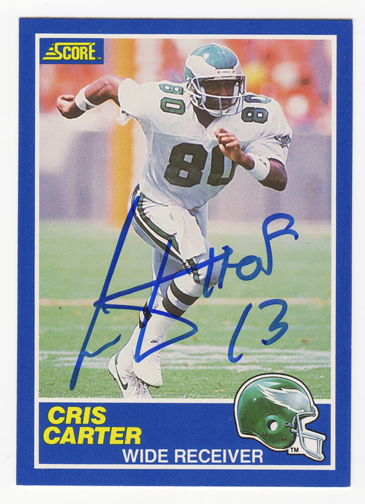 Cris Carter Signed Philadelphia Eagles 1989 Score Football Rookie Card #72 w/HOF'13