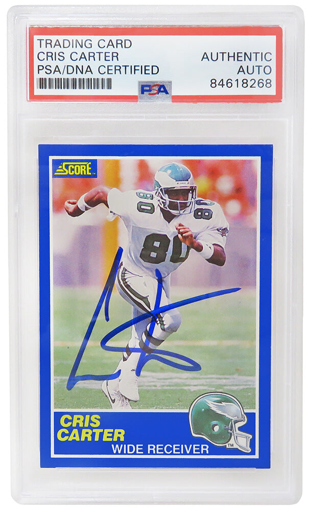 Cris Carter Signed Philadelphia Eagles 1989 Score Football Rookie Card #73 (PSA Encapsulated)