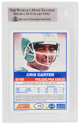 Cris Carter Signed Eagles 1989 Score Football Rookie Card #72 w/HOF'13 (Beckett Encapsulated)