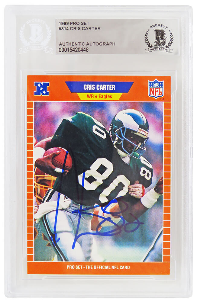 Cris Carter Signed Philadelphia Eagles 1989 Pro Set Football Rookie Card #314 - (Beckett Encapsulated)