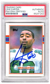 Cris Carter Signed Philadelphia Eagles 1989 Topps Football Rookie Card #121 - (PSA Encapsulated)