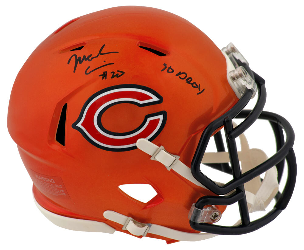 Mark Carrier Signed Chicago Bears FLASH Riddell Speed Mini Helmet w/90 DROY