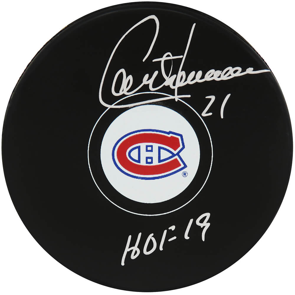 Guy Carbonneau Signed Montreal Canadiens Logo Hockey Puck w/HOF'19