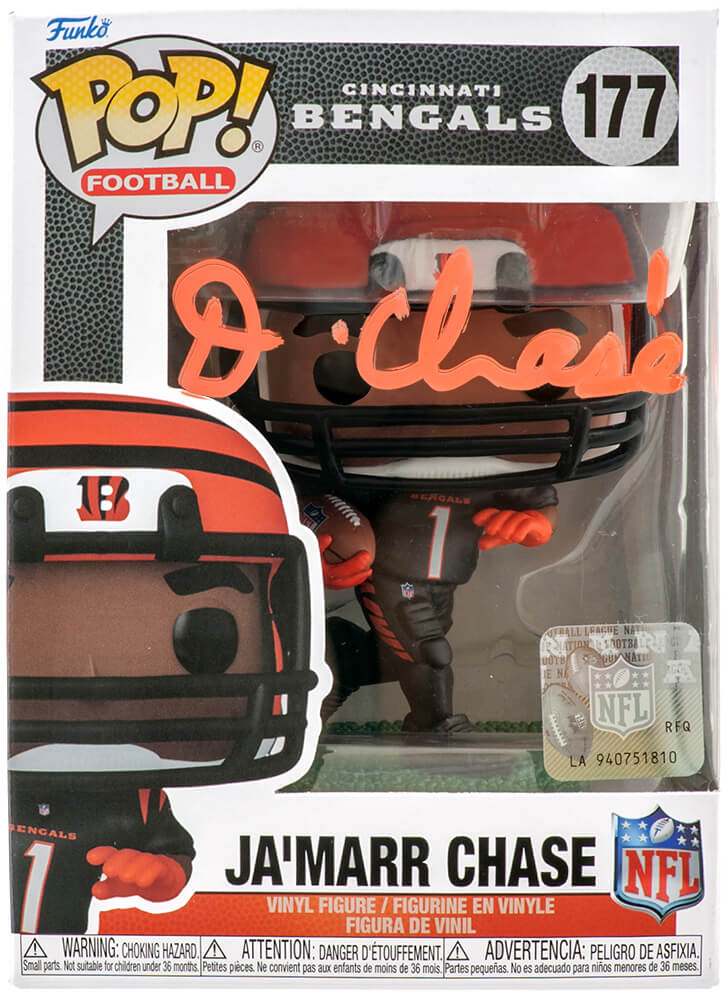 Ja'Marr Chase Signed Cincinnati Bengals NFL Funko Pop Doll #177 - (Beckett)