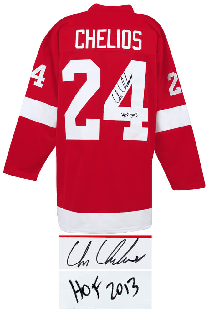 Chris Chelios Signed Red Custom Jersey w/HOF 2013