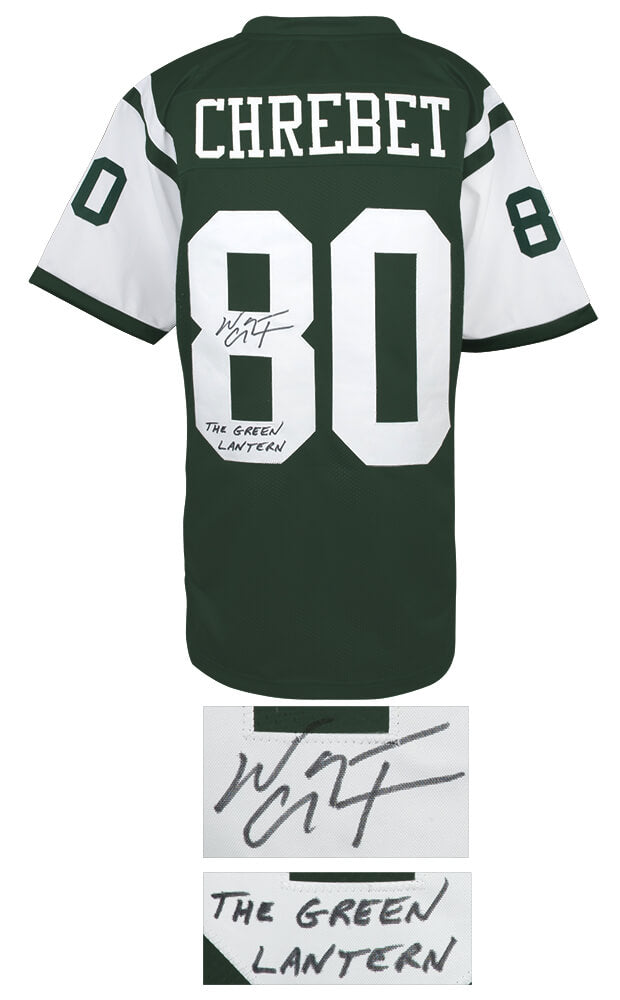 Wayne Chrebet Signed Green Custom Football Jersey w/The Green Lantern