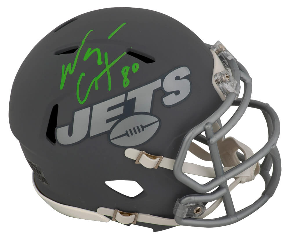 Wayne Chrebet Signed New York Jets SLATE Riddell Speed Mini Helmet