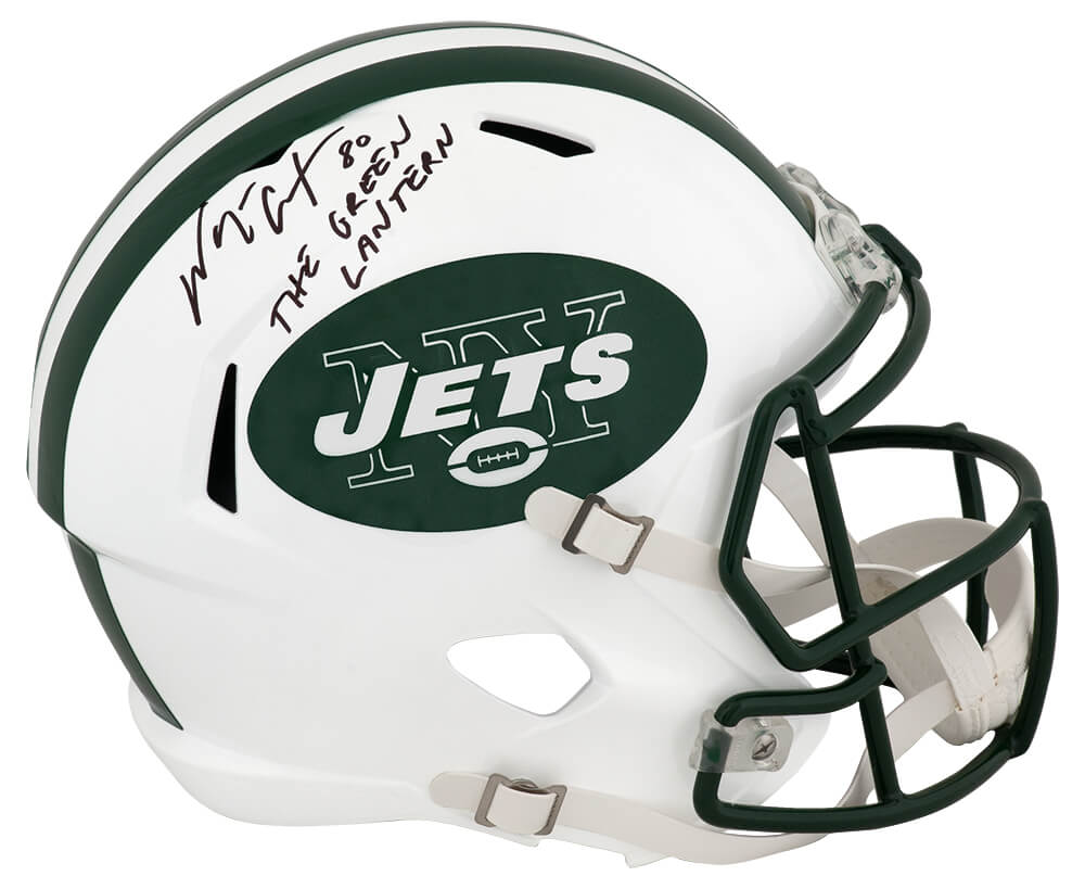 Wayne Chrebet Signed New York Jets T/B White Riddell Full Size Speed Replica Helmet w/The Green Lantern