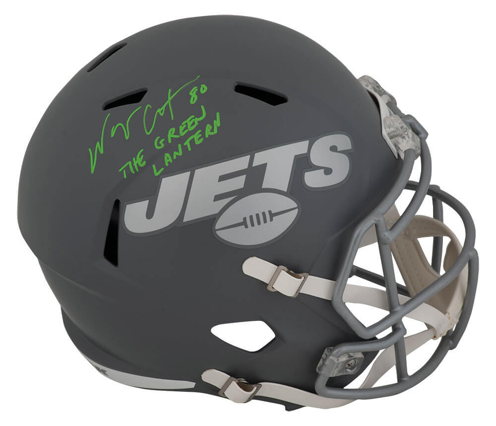 Wayne Chrebet Signed New York Jets SLATE Riddell Full Size Speed Replica Helmet w/The Green Lantern