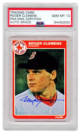 Roger Clemens Signed Boston Red Sox 1985 Fleer Rookie Baseball Card #155 (PSA/DNA Encapsulated - Auto Grade 10)