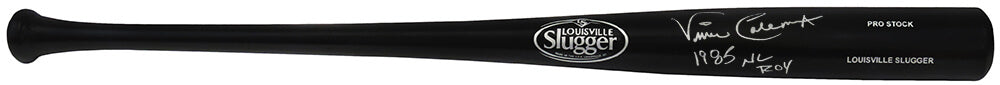 Vince Coleman Signed Louisville Slugger Pro Stock Black Baseball Bat w/85 NL ROY