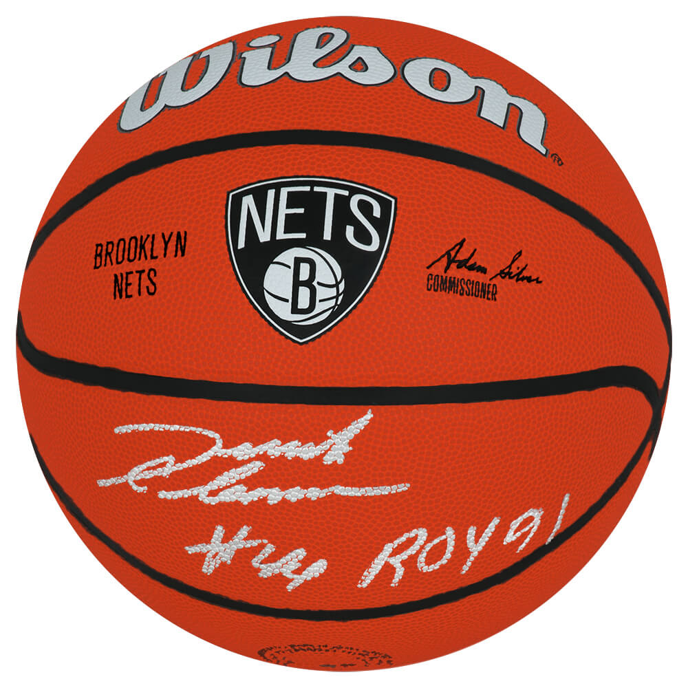 Derrick Coleman Signed Brooklyn Nets Logo Wilson NBA Basketball w/ROY'91