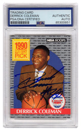 Derrick Coleman Signed Nets 1990 NBA Hoops Rookie Basketball Card #390 - (PSA Encapsulated)