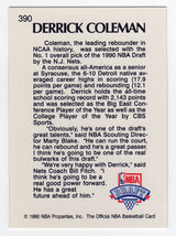 Derrick Coleman Signed Nets 1990 Hoops Rookie Basketball Trading Card #390