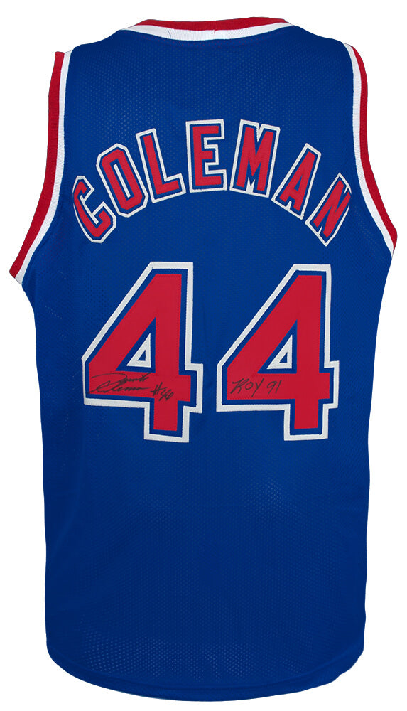 Derrick Coleman Signed Blue Custom Basketball Jersey w/ROY'91