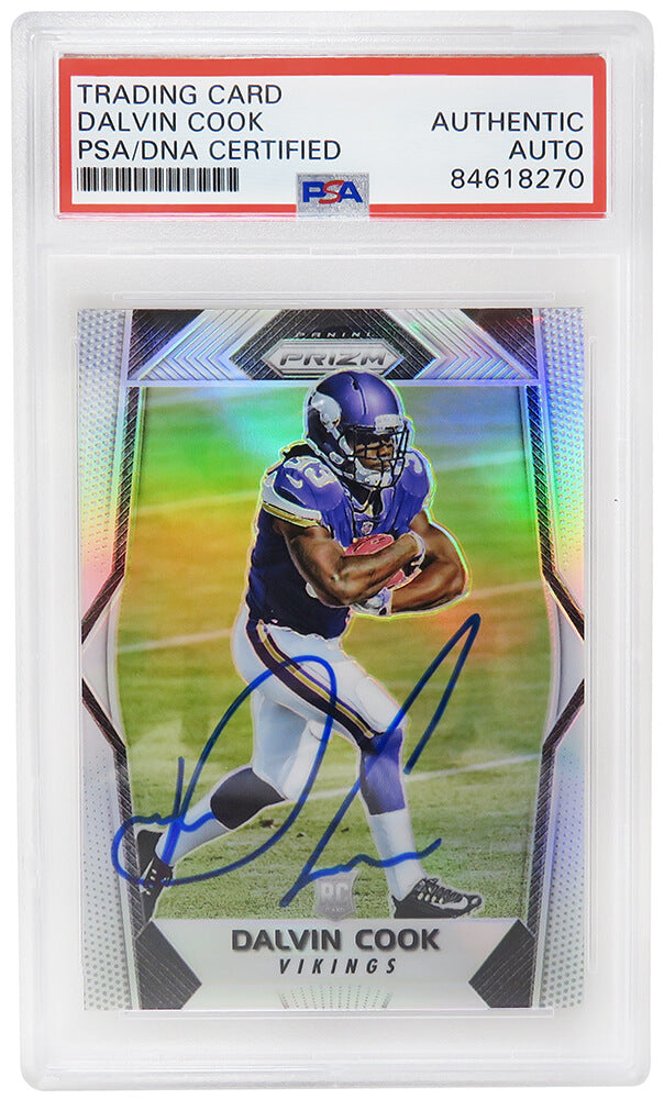 Dalvin Cook Signed Minnesota Vikings 2017 Panini Prizm Silver Football Rookie Card #231 (PSA Encapsulated)