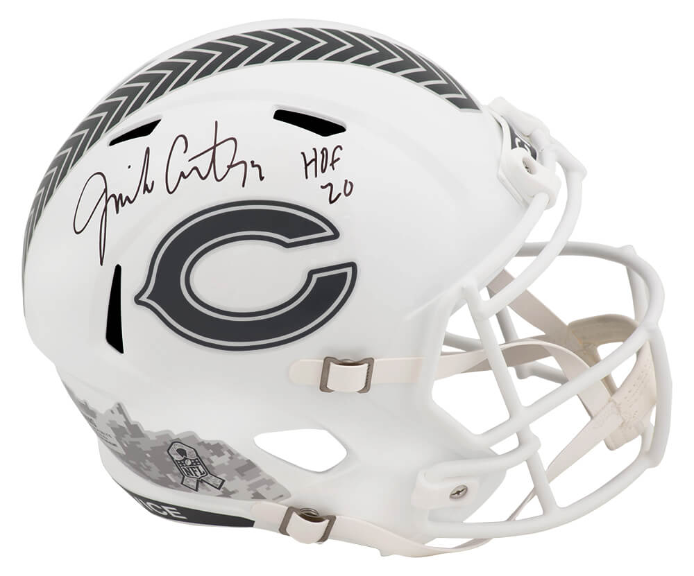 Jim Covert Signed Chicago Bears 2024 SALUTE White Riddell Full Size Speed Replica Helmet w/HOF'20