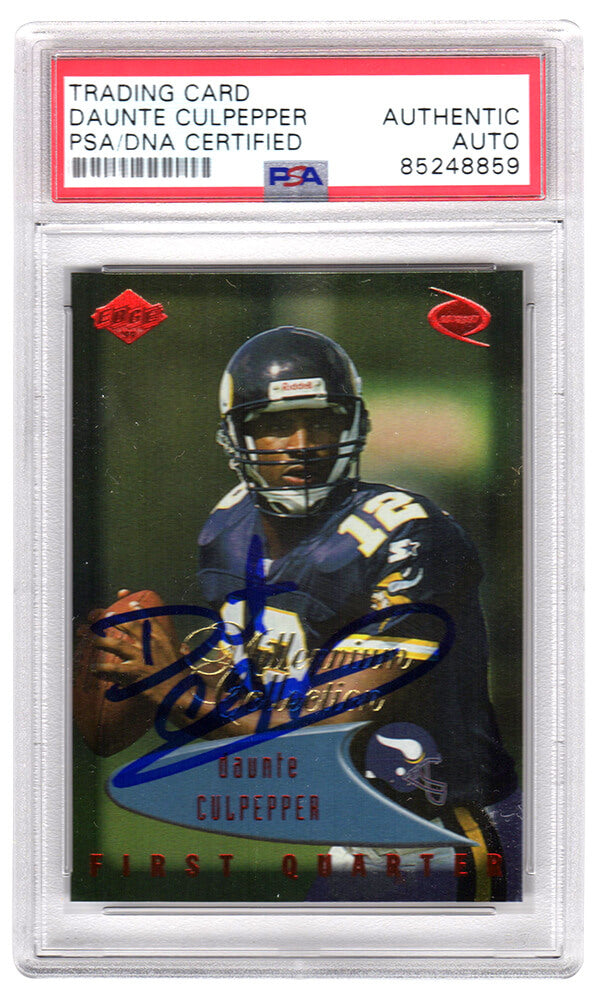 Daunte Culpepper Signed Minnesota Vikings 1999 Edge Odyssey Rookie Football Trading Card #83 - (PSA Encapsulated)