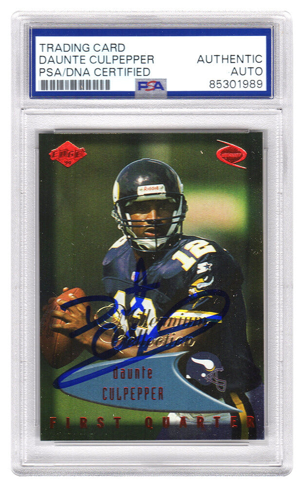 Daunte Culpepper Signed Vikings 1999 Edge Odyssey Rookie Football Card #83 - (PSA Encapsulated)