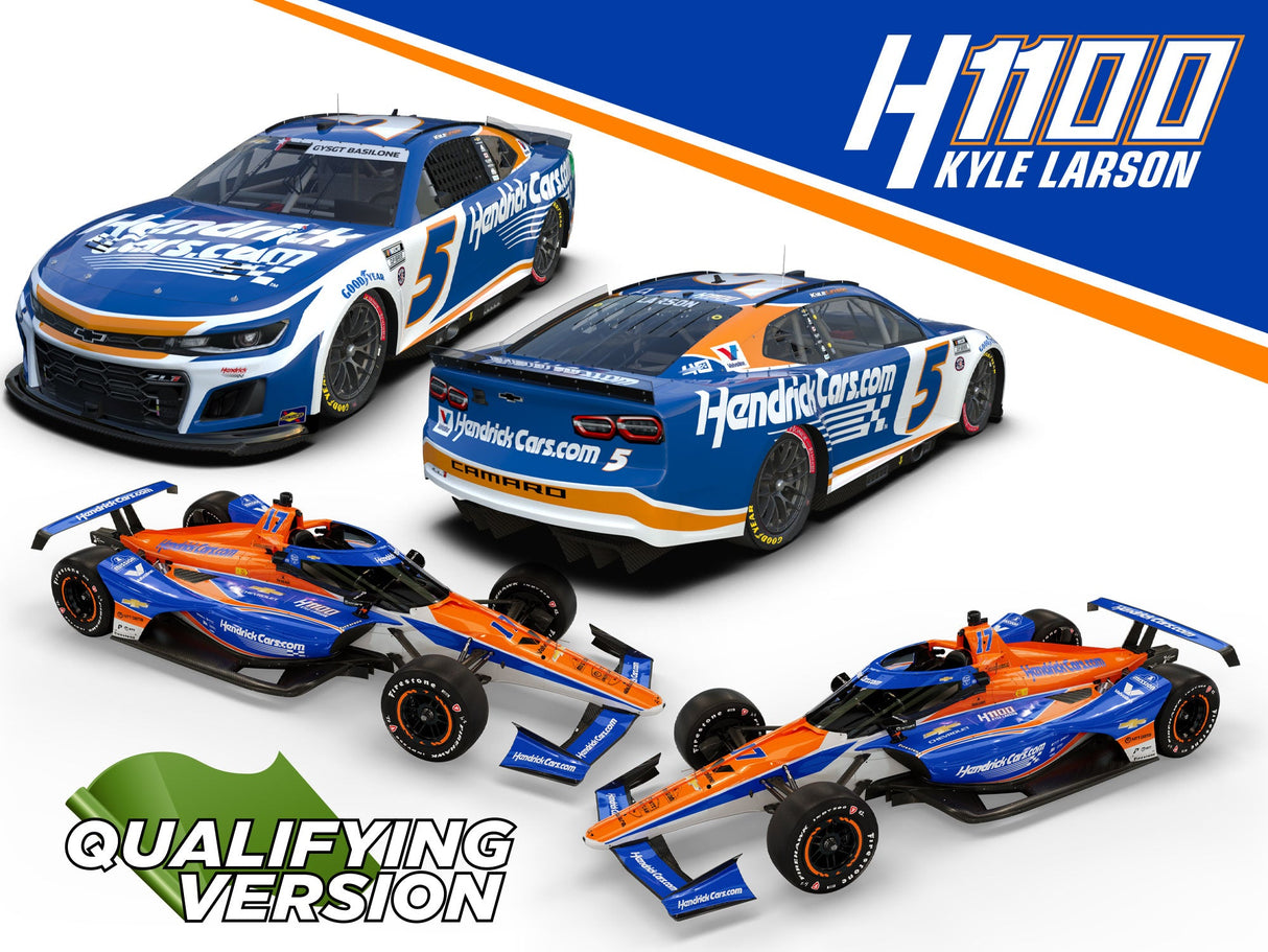 PRE-ORDER Kyle Larson Signed 2024 H1100 Qualifying Version Indy/Charlotte 1:64 Diecast 2-Pack (PA)
