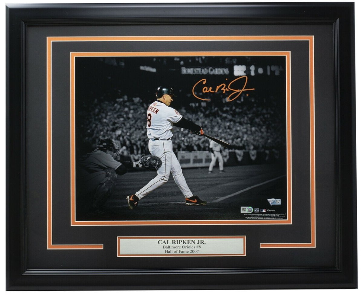 Cal Ripken Jr. Signed Framed Baltimore Orioles 11x14 Spotlight Photo Fanatics - Sports Integrity