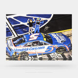 Kyle Larson & Owen Larson Signed 2024 Bristol Win Front View 22x32 Canvas Photo (PA)