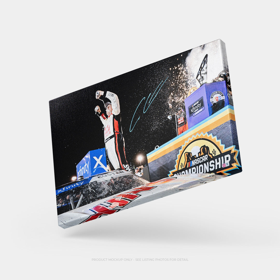 Cole Custer Signed 2023 NASCAR Xfinity Champion 20x30 Victory Lane Canvas Photo