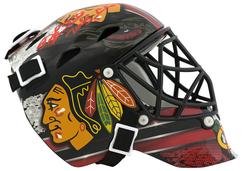 Scott Darling Signed Chicago Blackhawks Mini Hockey Goalie Mask w/2015 SC Champs