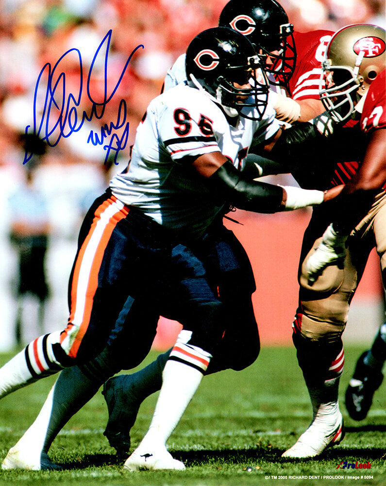 Richard Dent Signed Chicago Bears vs 49ers Action 8x10 Photo w/MVP XX