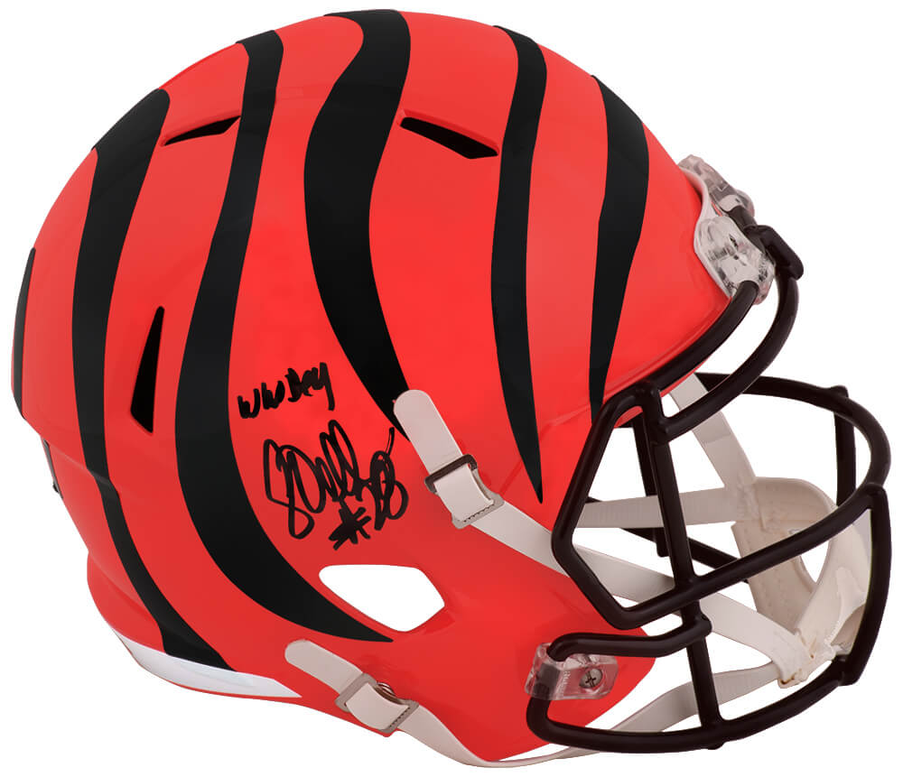 Corey Dillon Signed Cincinnati Bengals Riddell Full Size Speed Replica Helmet w/Who Dey