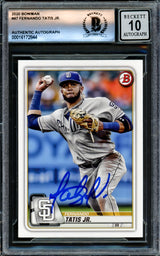 Fernando Tatis Jr. Autographed 2020 Bowman Card #47 San Diego Padres Auto Grade Gem Mint 10 Beckett BAS Stock #220806