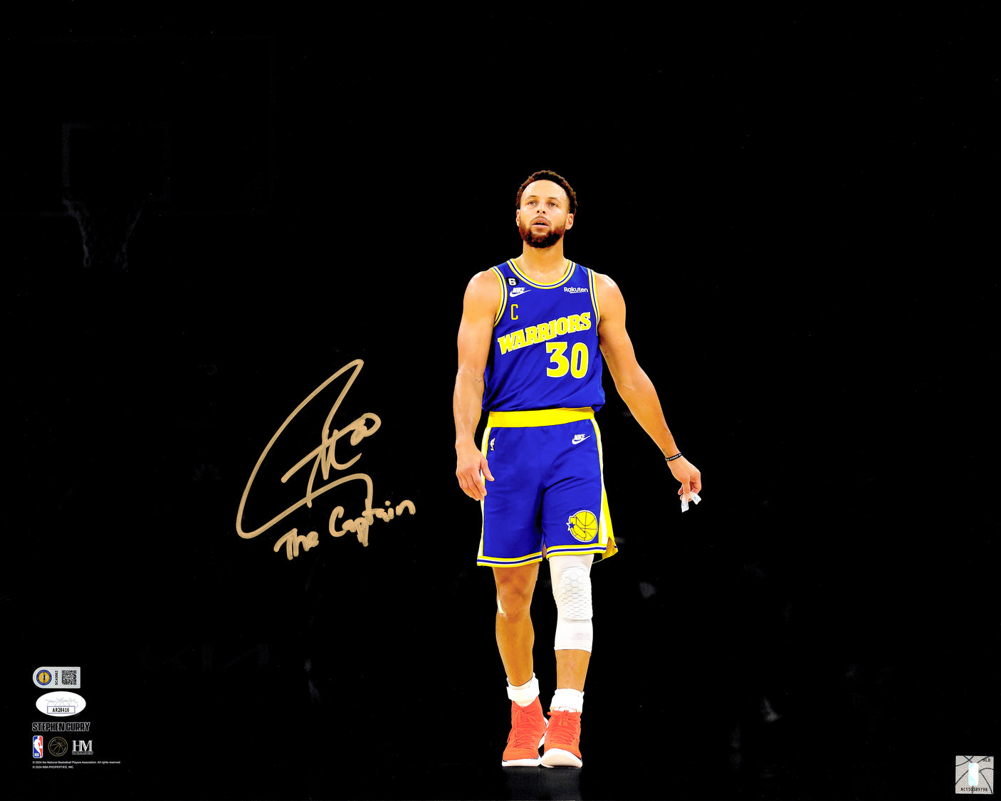 Stephen Curry Autographed 16x20 Photo Golden State Warriors Spotlight "The Captain" JSA Stock #235484