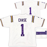 LSU Tigers Ja'Marr Chase Autographed White Jersey Beckett BAS Witness Stock #220608