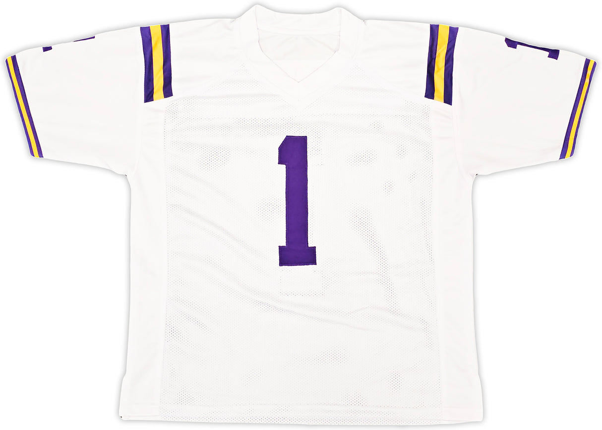 LSU Tigers Ja'Marr Chase Autographed White Jersey Beckett BAS Witness Stock #220608