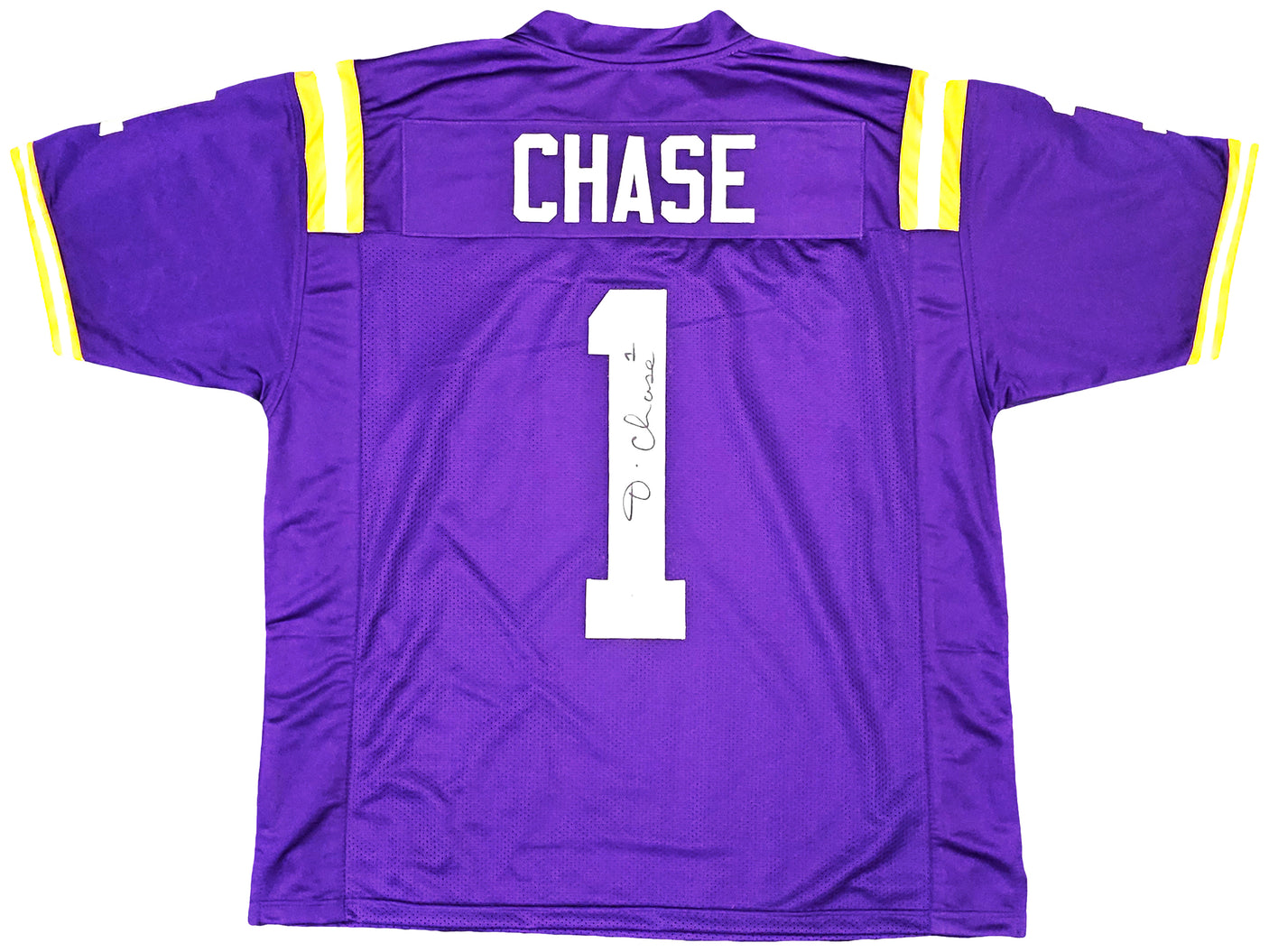 LSU Tigers Ja'Marr Chase Autographed Purple Jersey Beckett BAS Witness Stock #220609