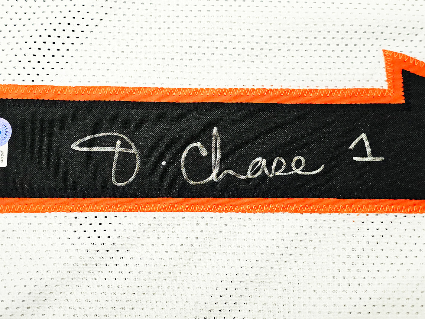 Cincinnati Bengals Ja'Marr Chase Autographed White Jersey Beckett BAS Witness Stock #220610