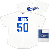 Los Angeles Dodgers Mookie Betts Autographed White Nike Jersey Size XL Beckett BAS QR Stock #220613