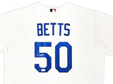 Los Angeles Dodgers Mookie Betts Autographed White Nike Jersey Size XL Beckett BAS QR Stock #220613