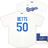 Los Angeles Dodgers Mookie Betts Autographed White Nike Jersey Size L Beckett BAS QR Stock #220614