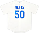 Los Angeles Dodgers Mookie Betts Autographed White Nike Jersey Size L Beckett BAS QR Stock #220614