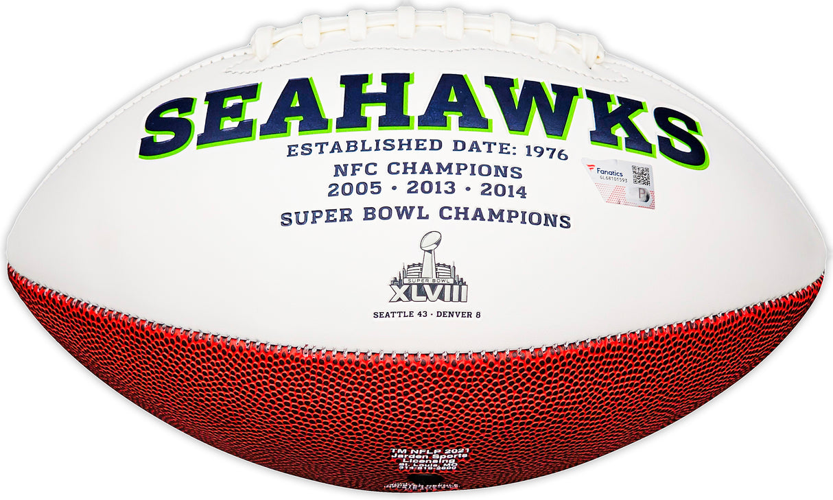 Jaxon Smith-Njigba Autographed Seattle Seahawks White Logo Football Fanatics Holo Stock #220855