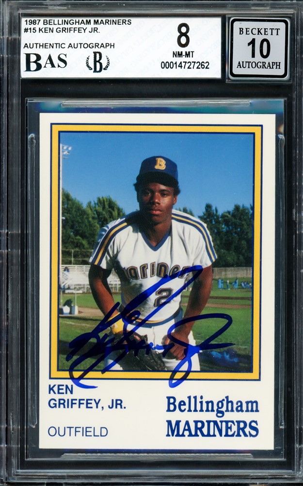 Ken Griffey Jr. Autographed 1987 Bellingham Mariners Team Issue Rookie Card #15 Seattle Mariners BGS 8 Auto Grade Gem Mint 10 Beckett BAS #14727262