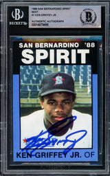 Ken Griffey Jr. Autographed 1988 San Bernardino Spirit Best Rookie Card #1 Seattle Mariners Beckett BAS Stock #209244